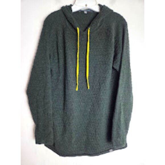 Title Nine Women Green Quilted 100% Merino Wool Sweater w/Hood size Large - Picture 1 of 7